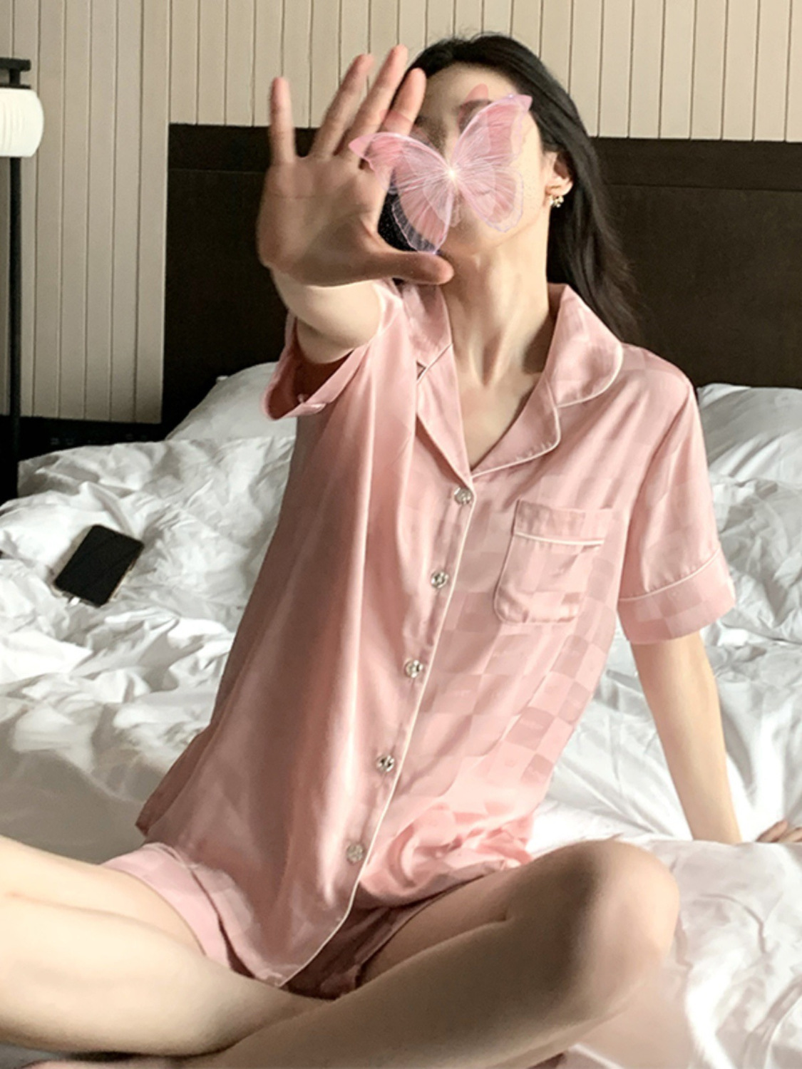 2023年新款法式高級感冰絲短袖睡衣女春夏薄款絲綢短褲家居服套裝