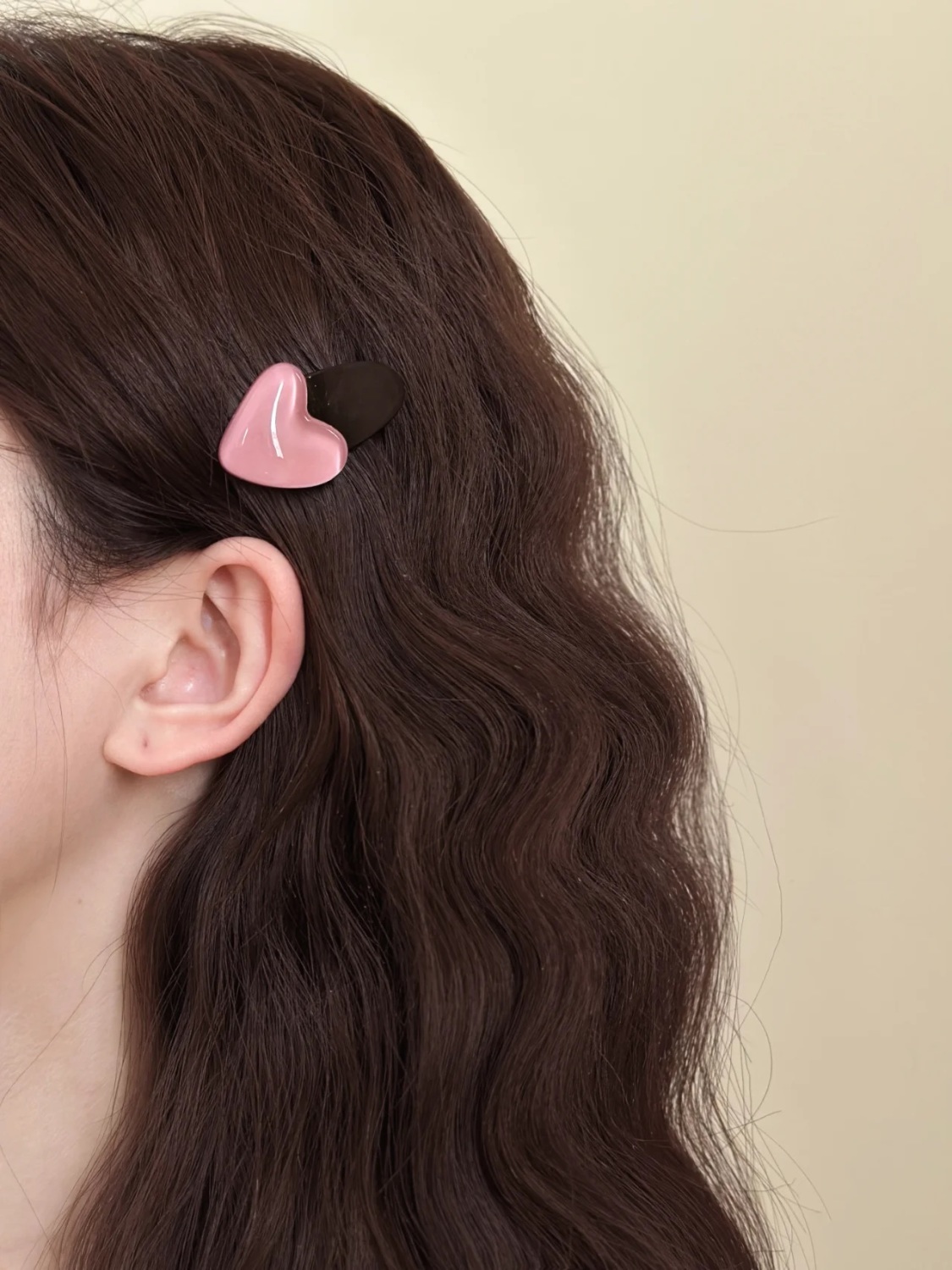 Pink girl translucent love hair clip female side temperament bangs hair clip side clip 2023 new hair accessories