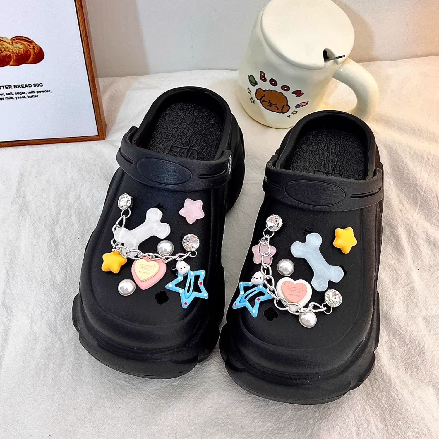 油桃Yoto原创设计可爱洞洞鞋女2023夏季新款松糕厚底百搭包头拖鞋