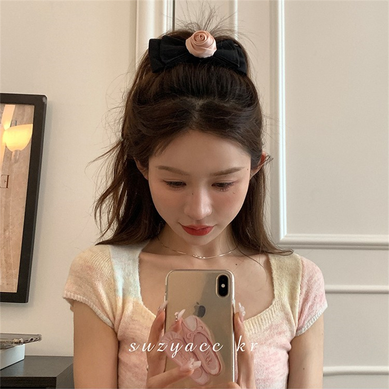 Japanese niche blackpink girl flower hair clip low ponytail hair ring high ponytail top clip hair clip