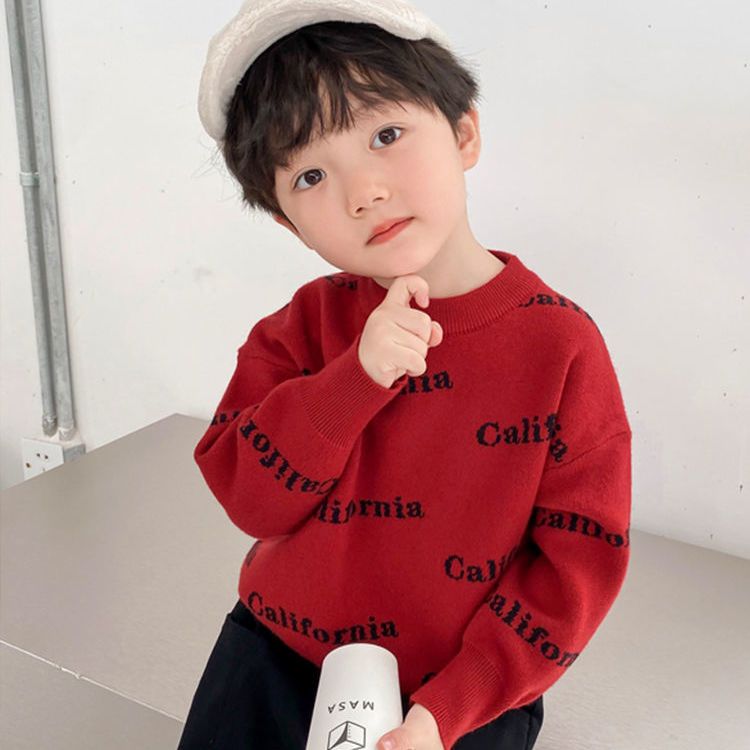 Jungen Pullover Rundhals Mit Buchstaben Strickwaren Winter_voghion.com