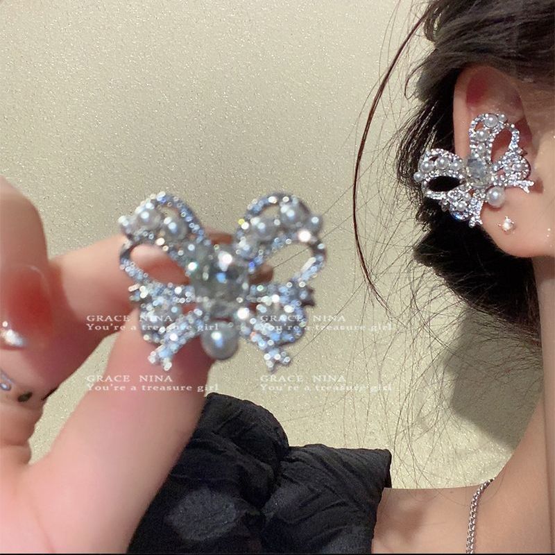 Fairy and desire! Butterfly ear bone clip full of diamonds women's earrings without piercing earrings high-end light luxury earrings temperament ear clips