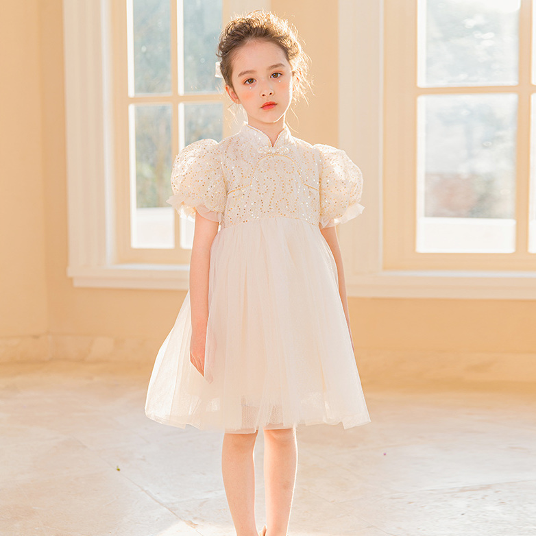 Children's Dress Princess Dress High-end Girls Piano Performance Costume Foreign Style Little Host Birthday Flower Girl Wedding Dress Summer