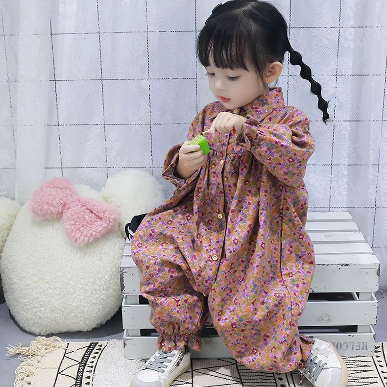 女童連體衣2023新款春秋兒童外穿哈衣寬鬆小童洋氣韓版女寶寶春裝