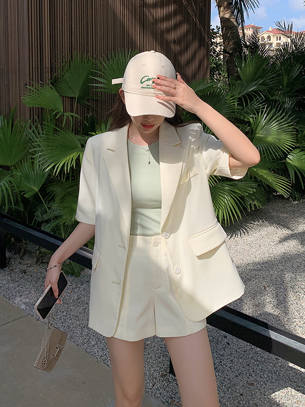 Summer thin small suit jacket for women 2023 new Korean style high-end versatile niche casual short-sleeved small suit