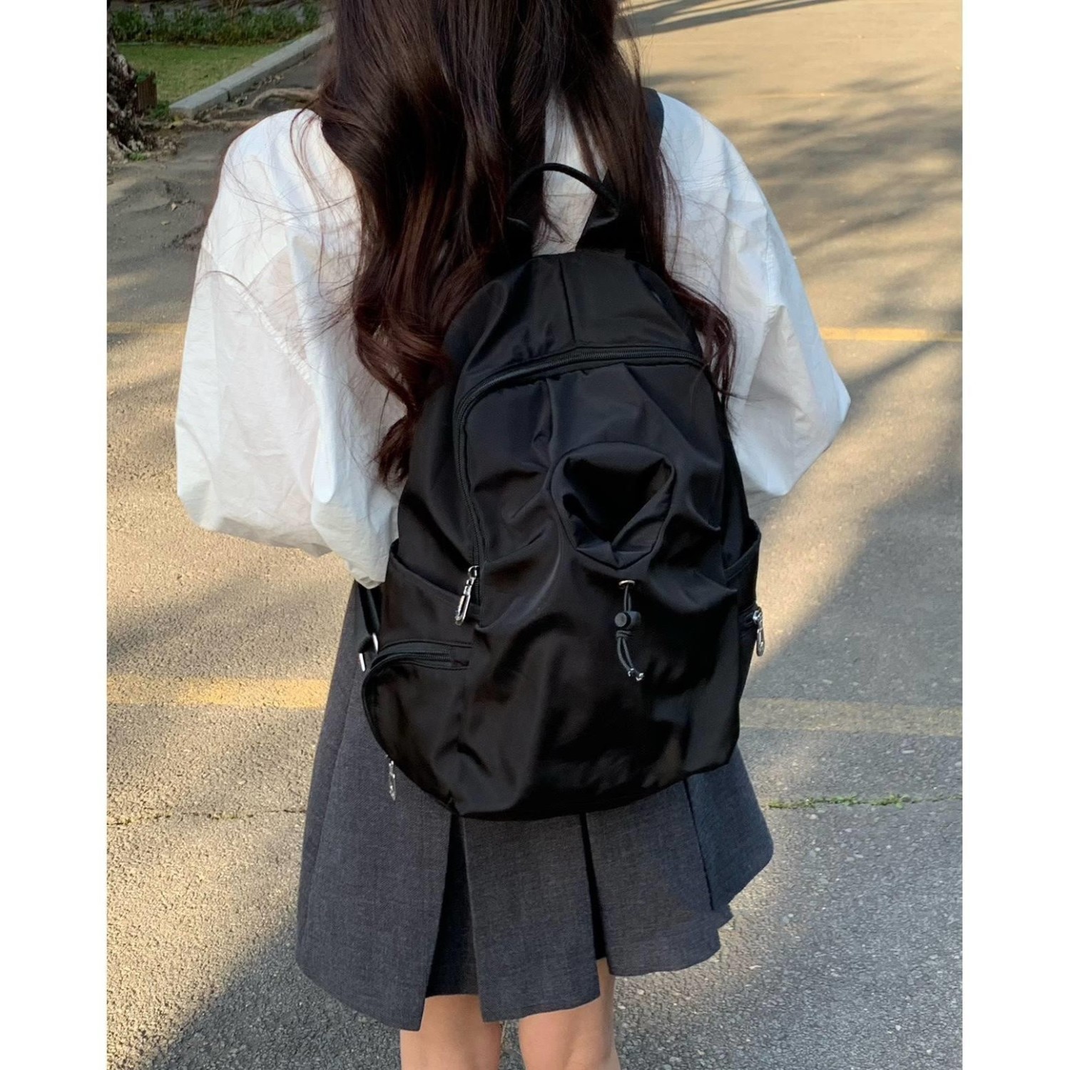 小仙女原創設計簡約百搭書包女休閒學院風背包高中大學生雙肩包