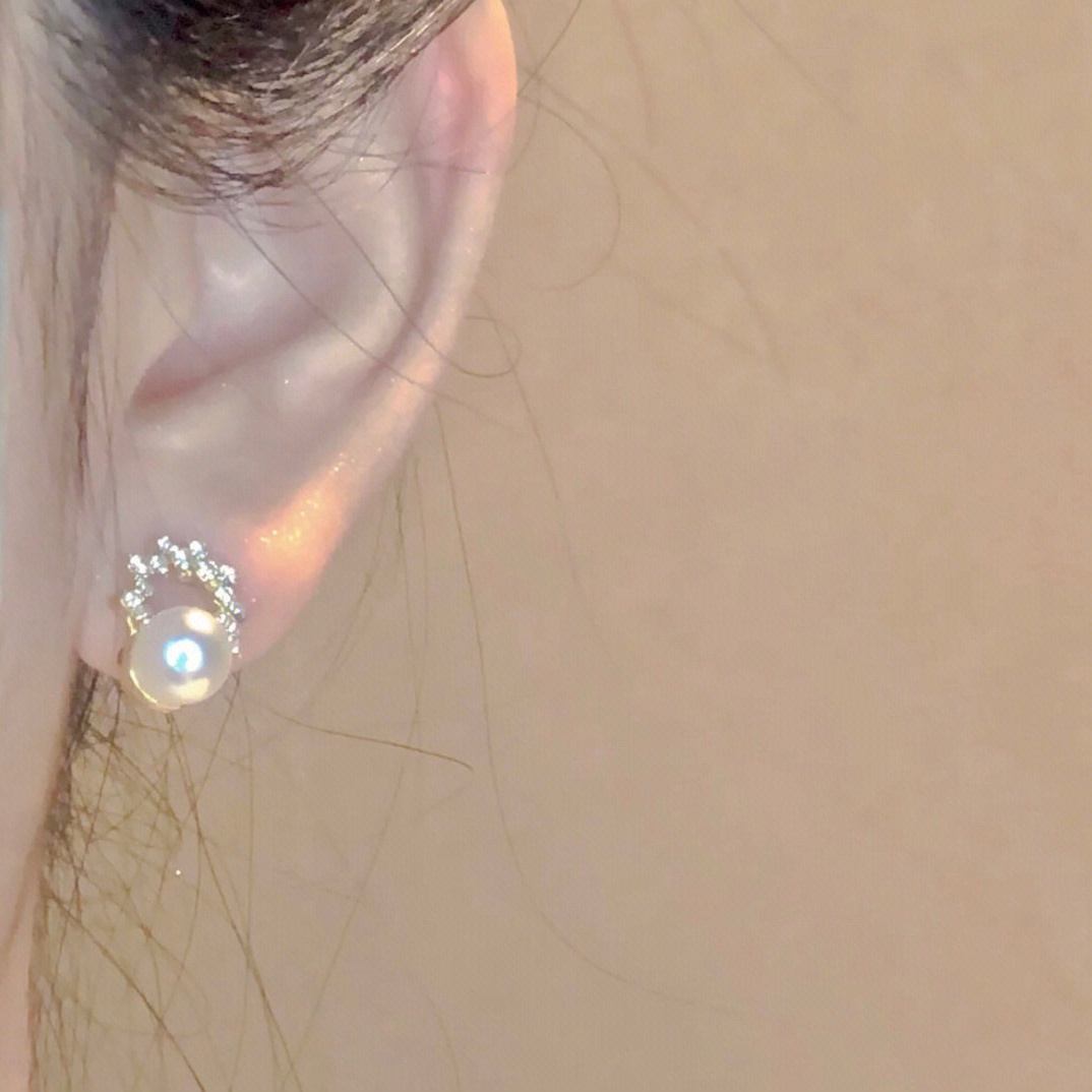 zoozmini气质珍珠耳钉S925银针耳饰女小众设计高级感镶钻圆圈耳环