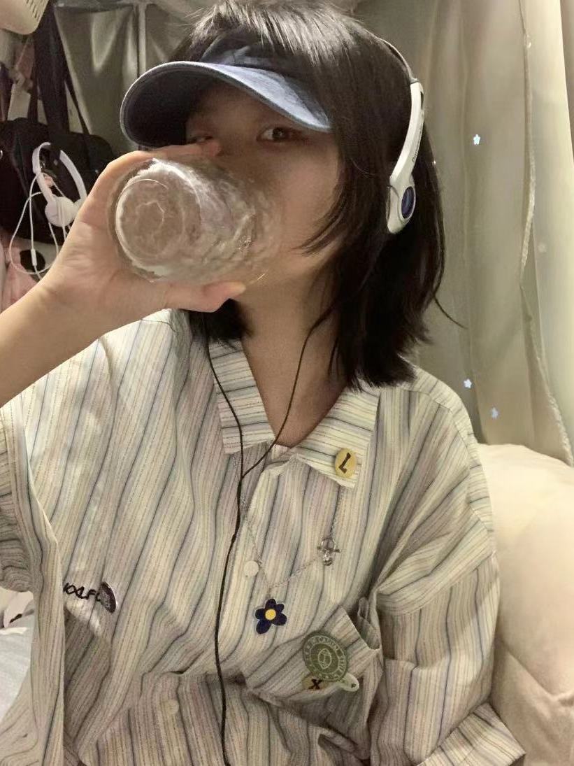 2022夏季日系復古豎條紋短袖襯衫女寬鬆百搭設計感小眾情侶款襯衣