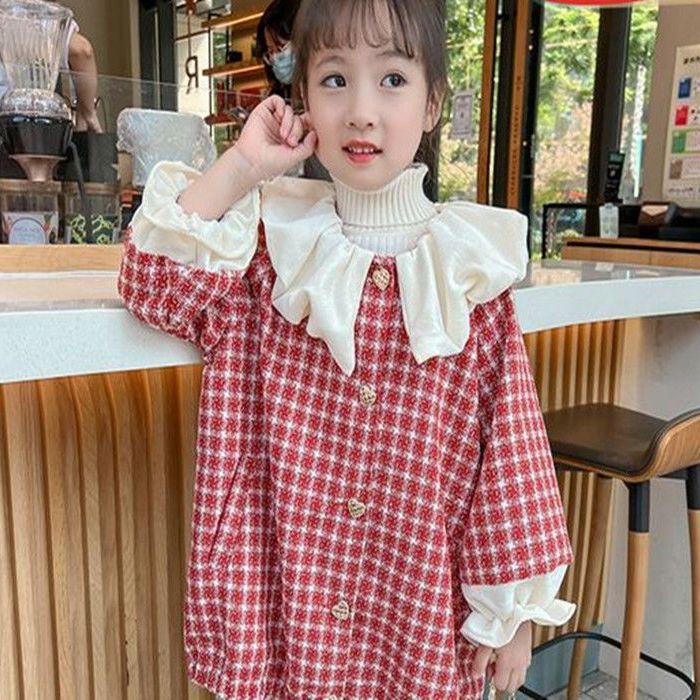 Girls' coat autumn 2022 new Korean version of the children's foreign style fashionable long-sleeved mid-length girls autumn and winter windbreaker