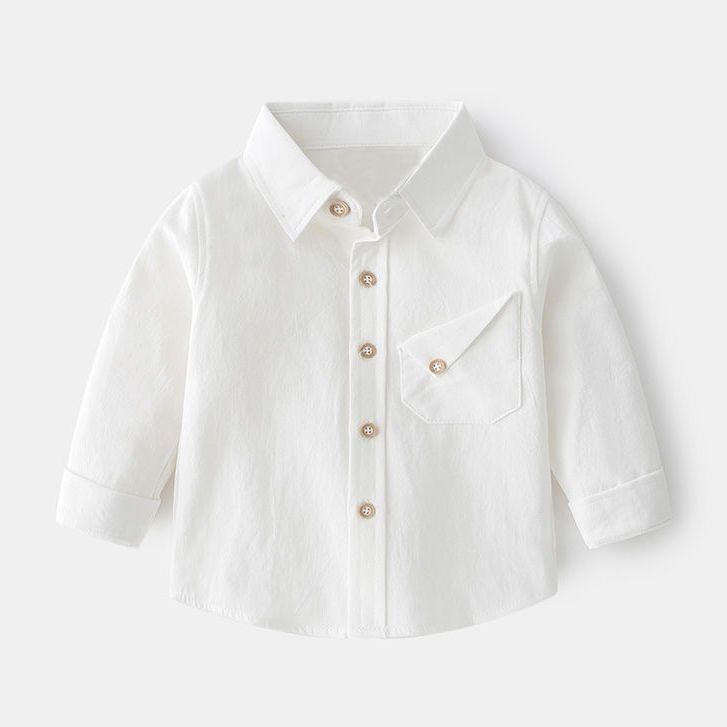 男童衬衫长袖纯棉春秋夏装新款儿童白色衬衫时尚儿童衬衣洋气外套