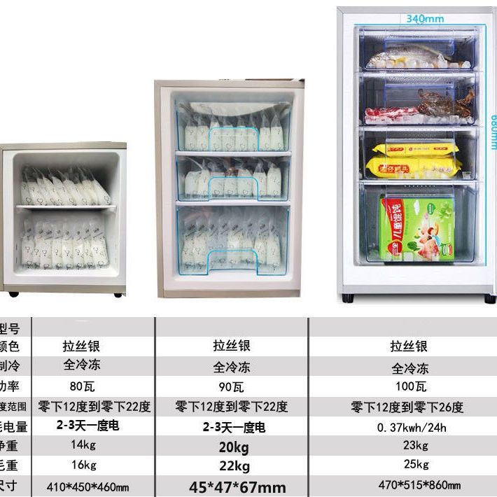 70 1升全冷冻冰箱单门小型冷冻柜立式母乳茶叶冷冻箱家用小冰箱 虎窝拼