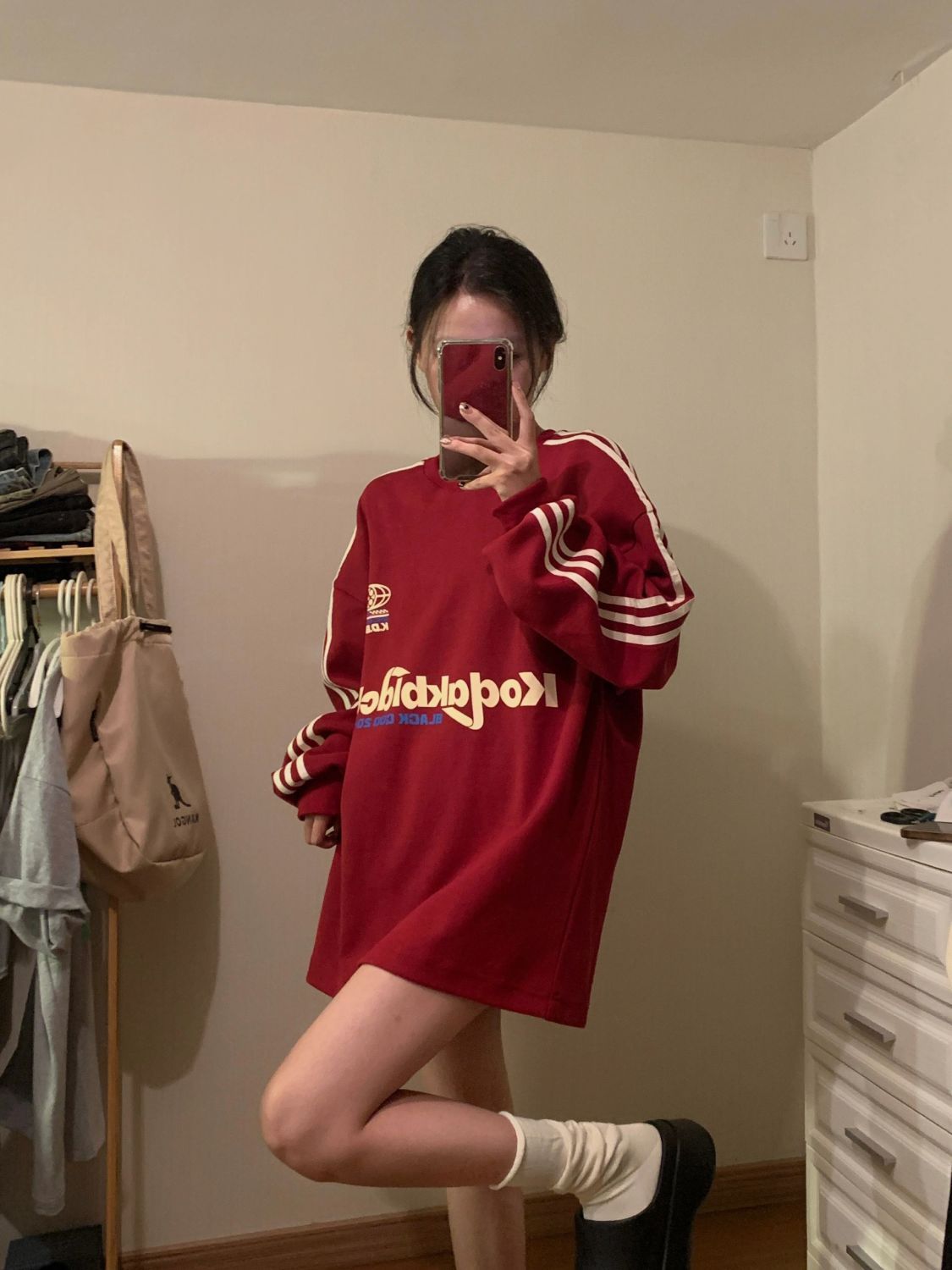 國潮牌側邊條紋字母衛衣女春秋寬鬆oversize慵懶風百搭套頭上衣潮