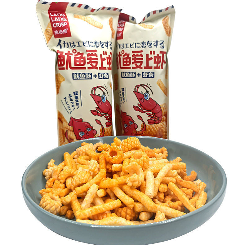 105879-琅琅脆鱿鱼爱上虾30g*8特惠装鱿鱼虾条卷膨化休闲网红零食整箱-详情图