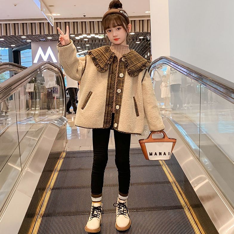 女童外套2022新款洋氣秋裝時髦兒童上衣春秋童裝女大童秋冬毛毛衣