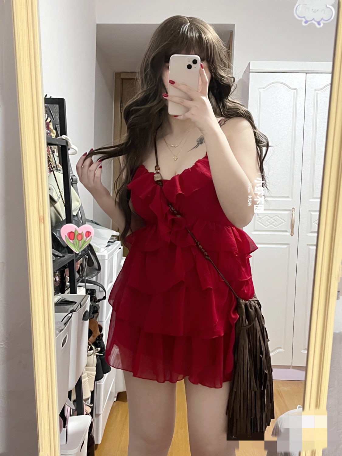 大碼女裝胖mm2023夏之熱戀/顯白小紅裙吊帶連衣裙女春夏新款短裙