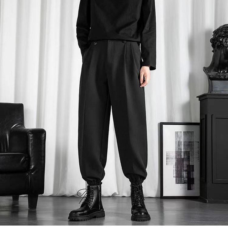 Spring and autumn trousers men's Korean style trendy sports and leisure trousers black loose all-match straight tube drape trousers