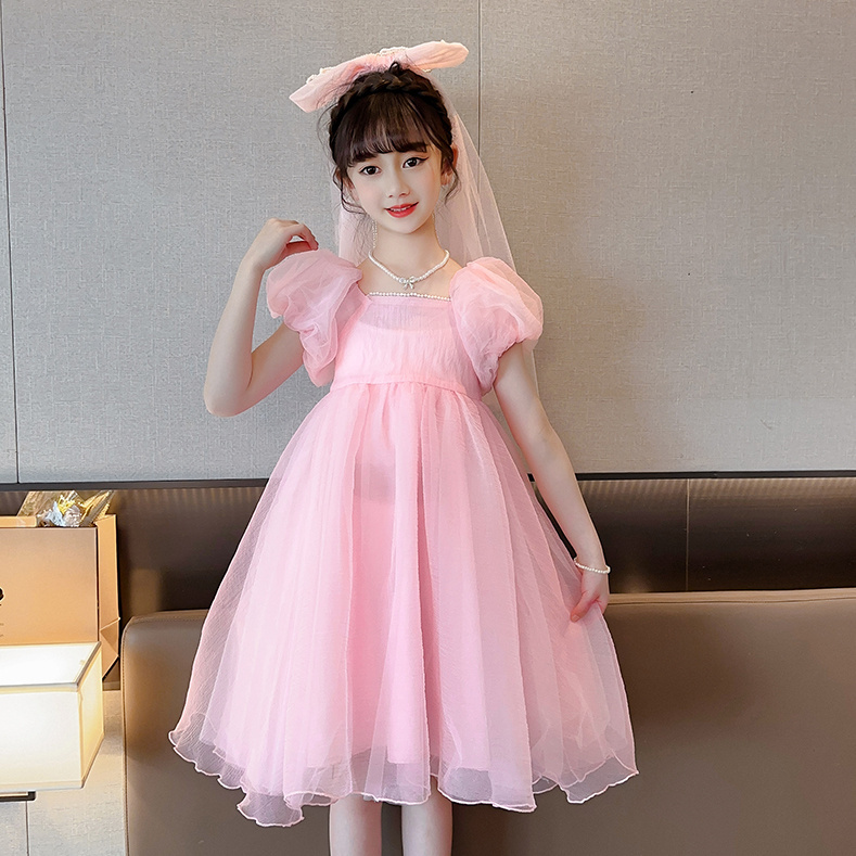 Children's Dress Princess Dress High-end Girls Piano Performance Costume Foreign Style Little Host Birthday Flower Girl Wedding Dress Summer