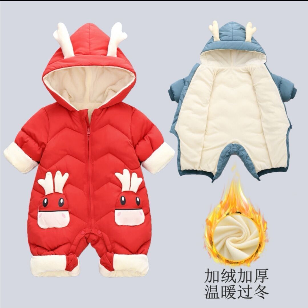 寶寶連體衣羽絨棉服秋冬裝爬爬服哈衣款男女童新生幼嬰兒抱衣新款