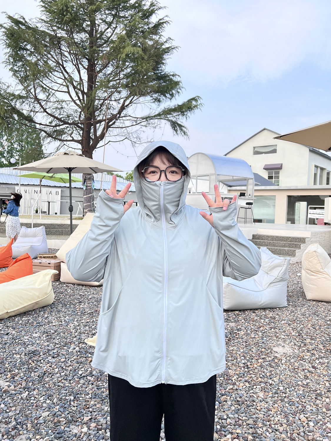 Large size 200 catties sun protection jacket women's summer new fat mm hooded thin section slim breathable UV protection top