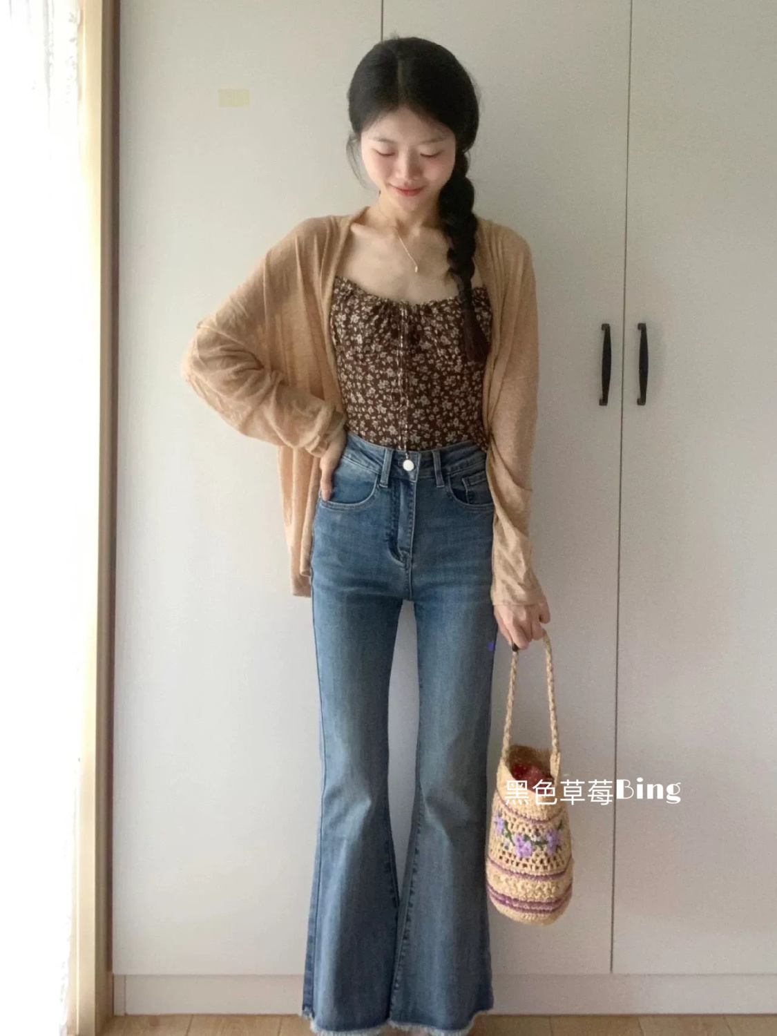 法式復古碎花吊帶背心女夏季甜辣妹修身系帶上衣薄款防曬開衫套裝