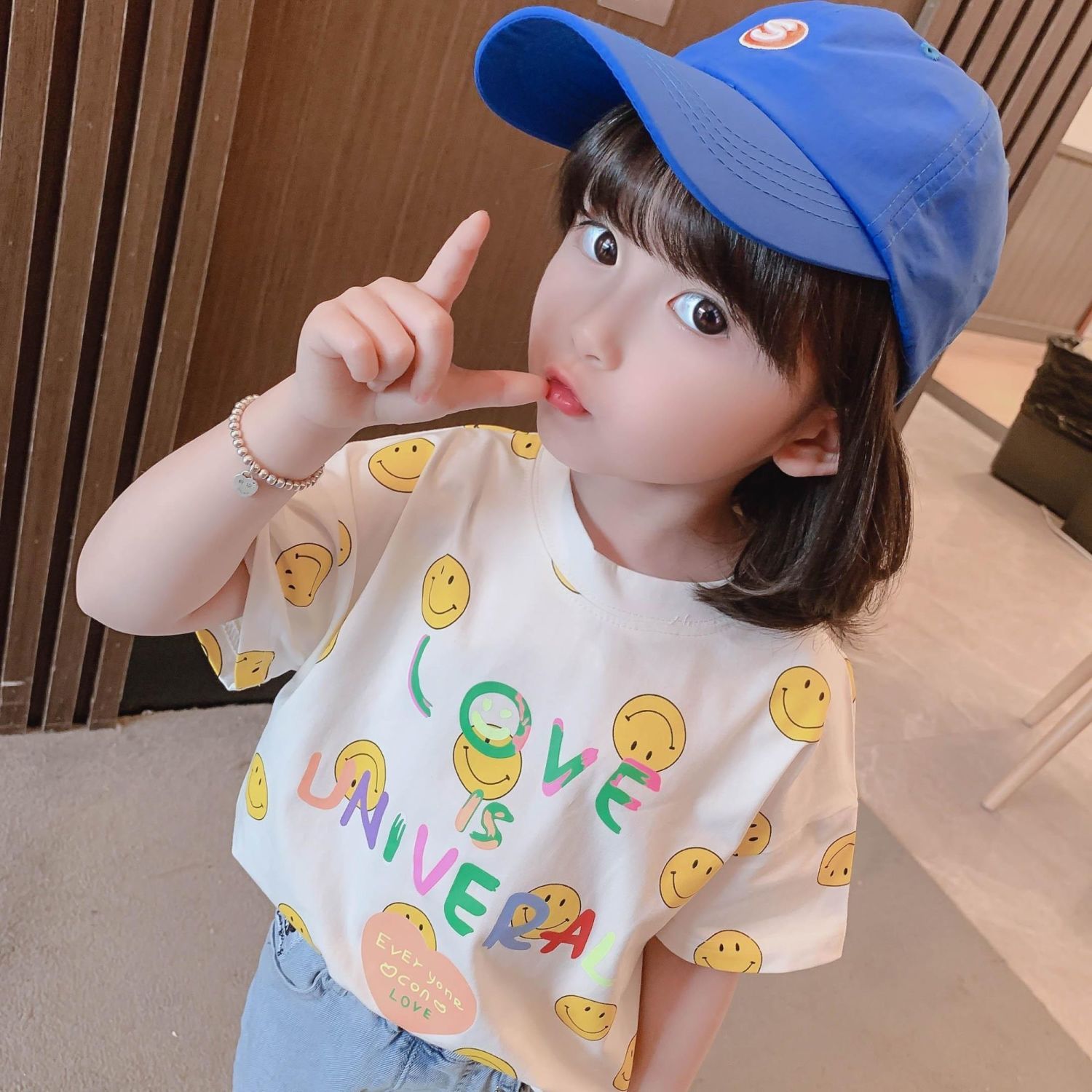 女童短袖T恤2022夏季新款兒童純棉半袖t恤女寶寶洋氣百搭上衣潮