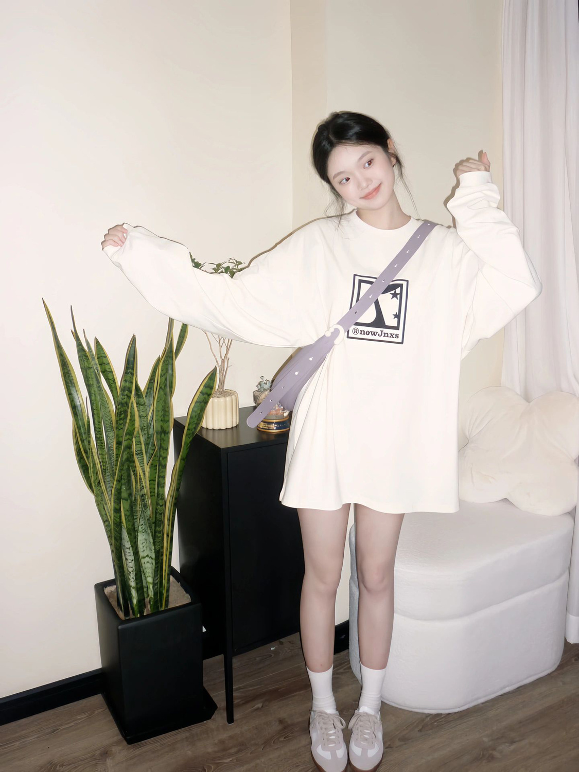 美式復古杏色圓領薄款衛衣女春秋季2023新款爆款女裝oversize外套