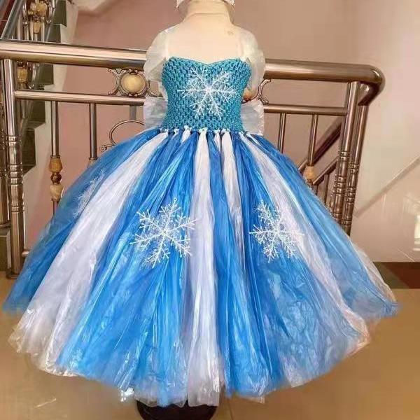 冰雪奇缘儿童手工材料环保公主裙爱莎角色扮演塑料袋环保时装秀服