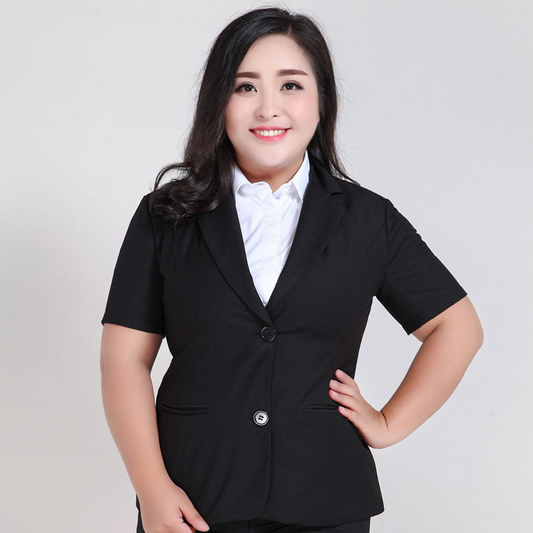Large size suit jacket female professional wear two-piece suit student fat mm200 catties formal work clothes plus fat increase