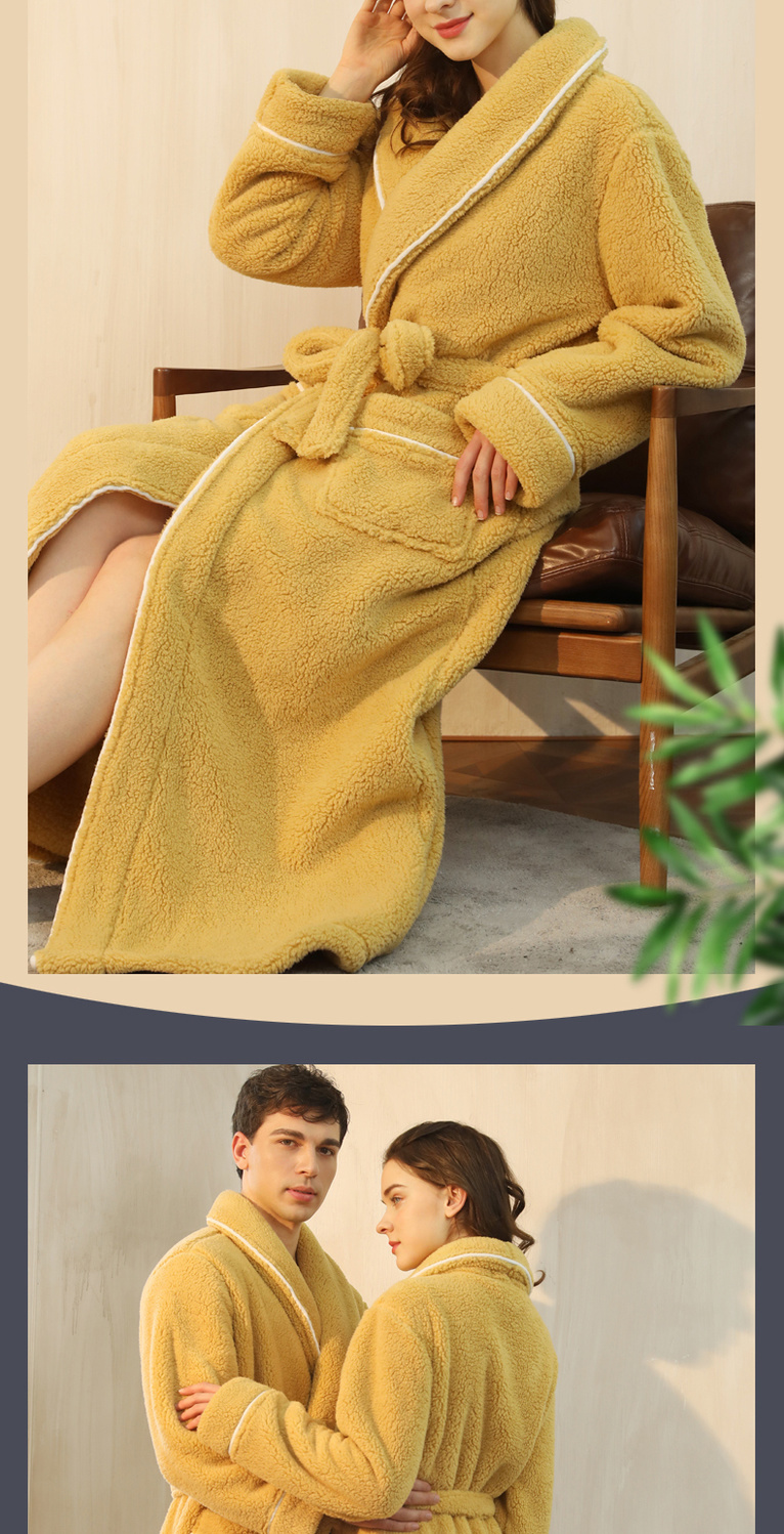 現貨熱銷-睡袍冬季加絨加厚睡衣冬天新款情侶裝一男一女珊瑚絨長款大碼浴袍~特價