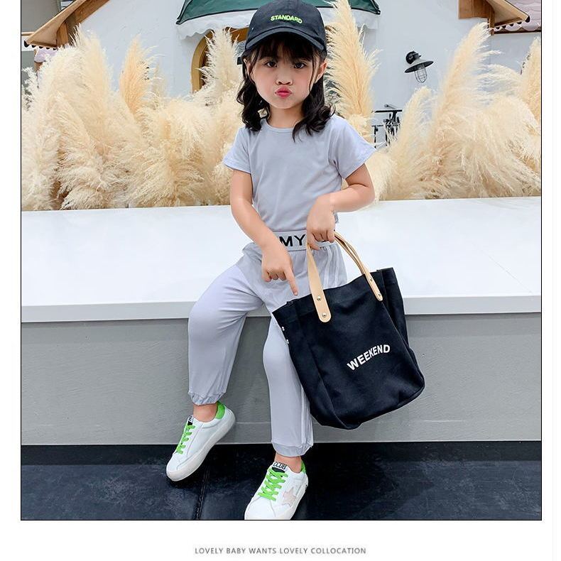 Girls' jeans flared pants set 2020 summer Korean Edition children's foreign style baby summer fashionable short sleeve two piece set