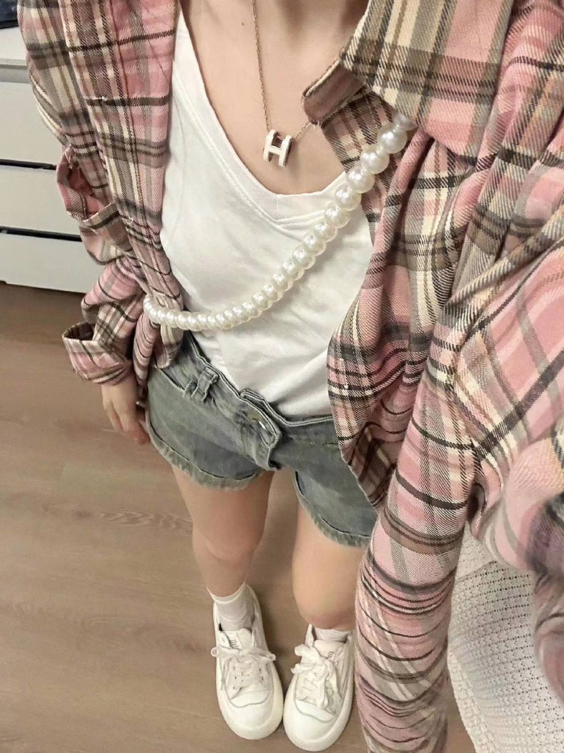 日系新款格子襯衫女夏季薄款甜美風ins寬鬆格紋襯衣防曬開衫外搭