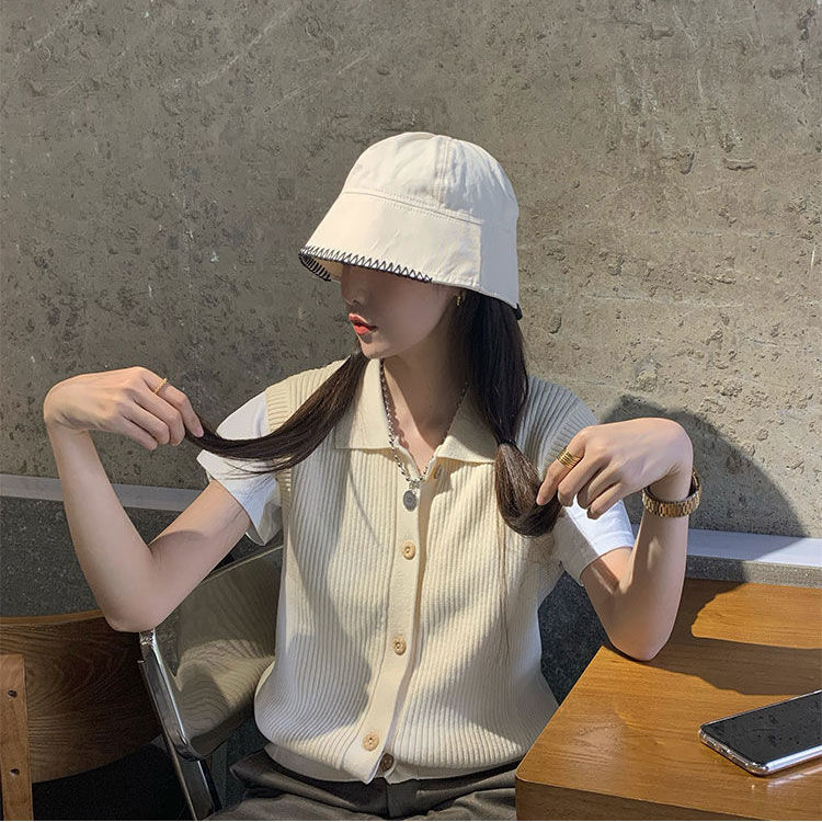 韩国同款时尚个性锁边显脸小渔夫帽子女春夏学生遮阳百搭出游盆帽