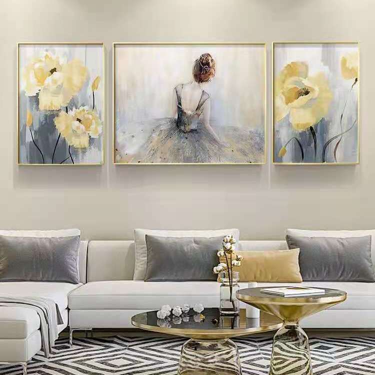 客厅装饰画现代简约沙发背景墙挂画轻奢风格抽象花卉