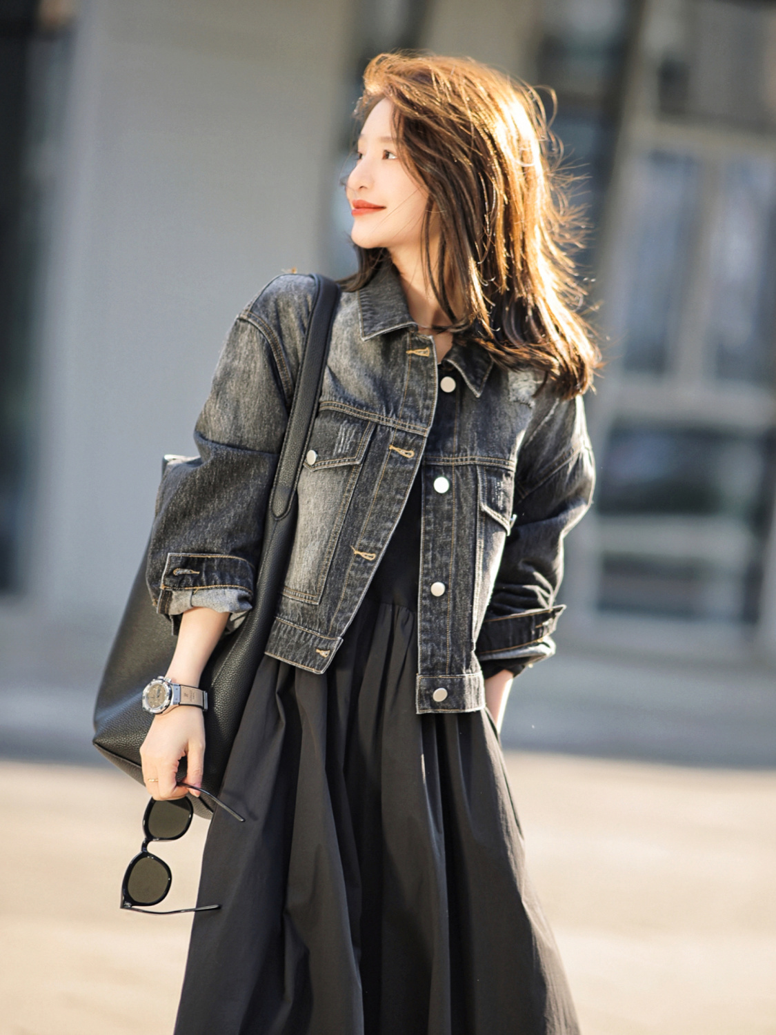 Xiaozi a bottle of magic water skirt black high-necked knitted dress spring waist bottoming skirt temperament long section looks thin