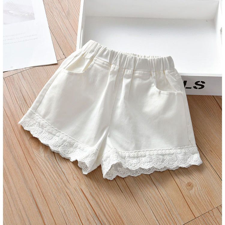 Girls' shorts  summer thin baby casual versatile shorts butterfly lace Korean version for children