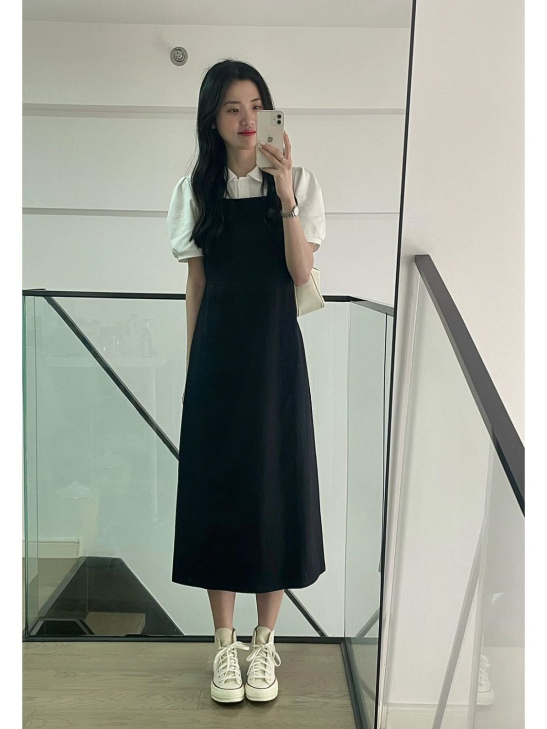 夏季新款日系女裝微胖顯瘦減齡氣質收腰背帶長裙百搭時尚連衣裙子