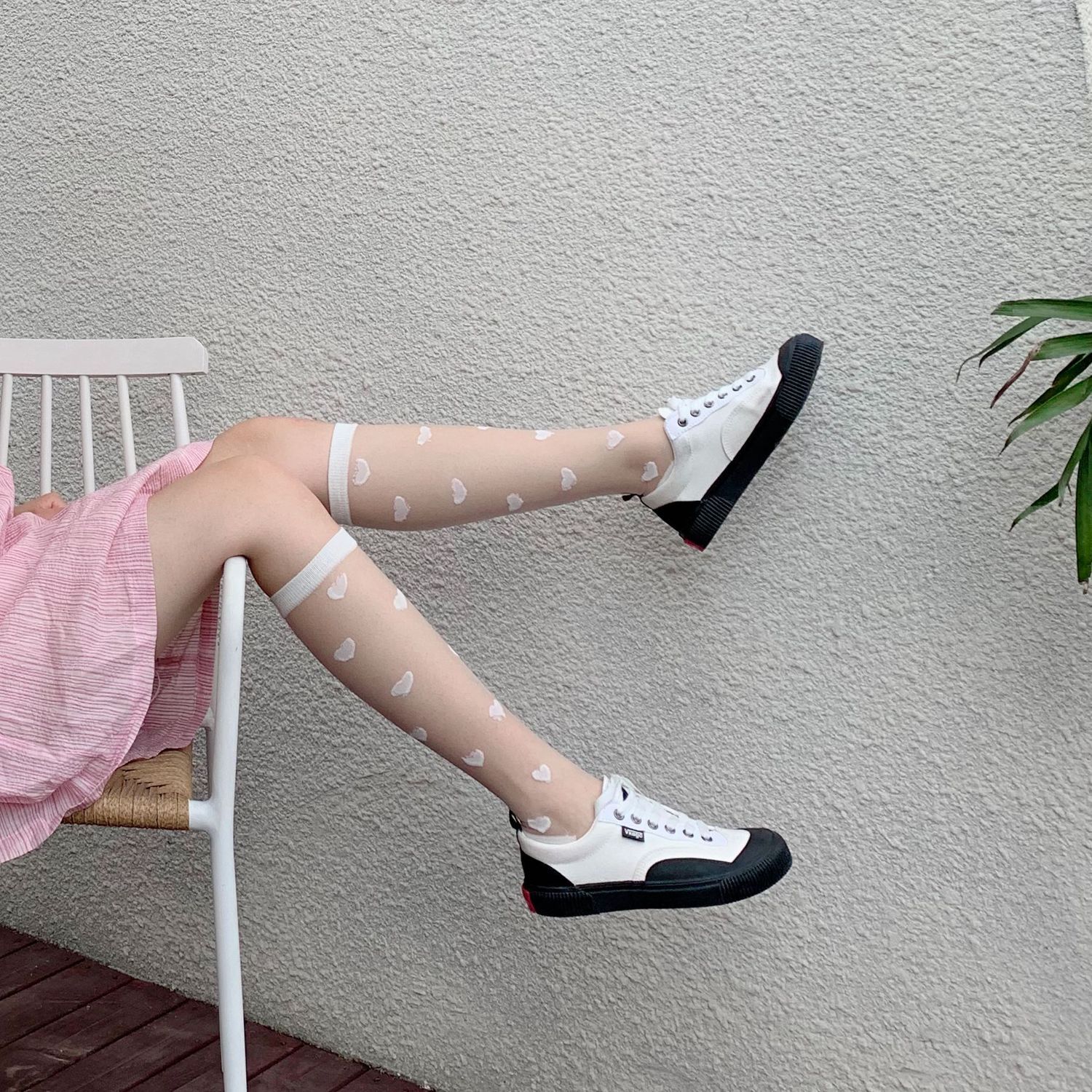 日系软妹洛丽塔玻璃丝爱心中筒袜女网红萝莉JK黑丝小腿袜春夏薄款