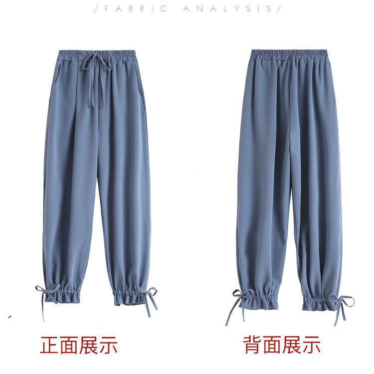 37829-裤子女宽松显示高腰九分阔腿裤韩版休闲束脚裤高腰纯色休闲裤-详情图
