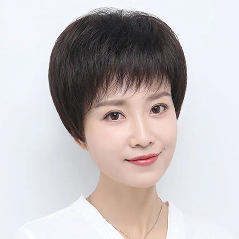 化疗光头可戴假发套女全头逼真短直发中老年假发女短发真头发50岁