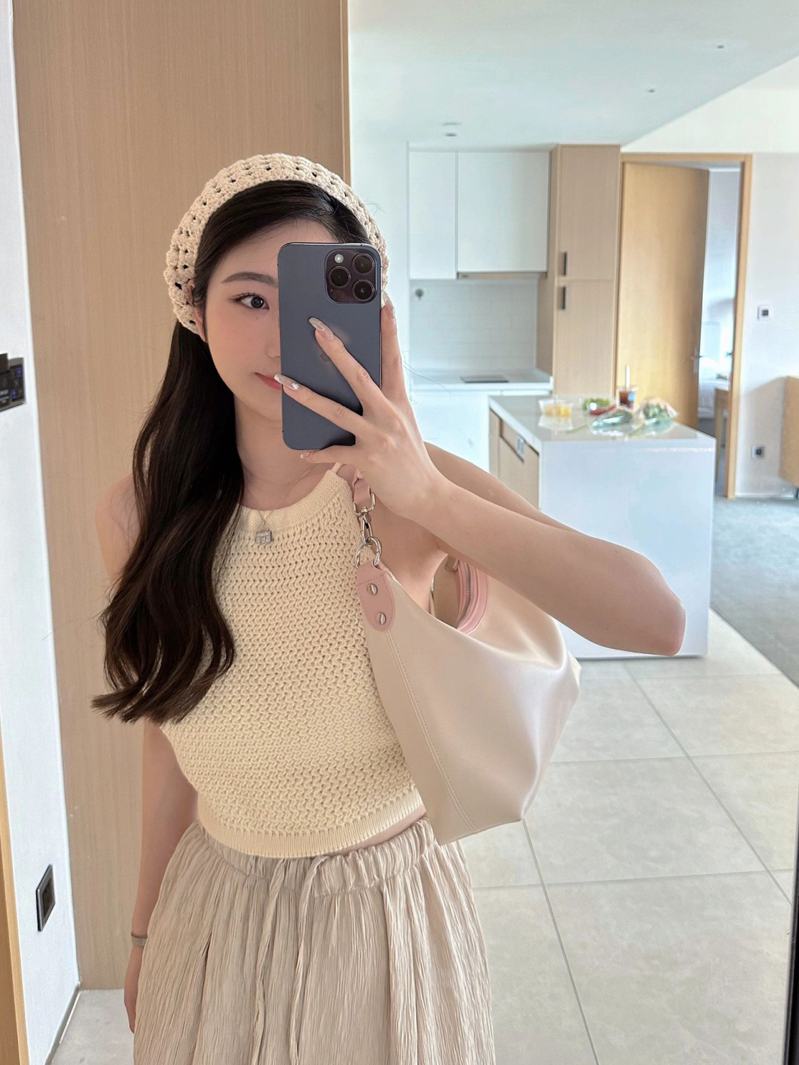 小眾簡約撞色手提大包包女法式可愛少女托特包2023新款時尚腋下包