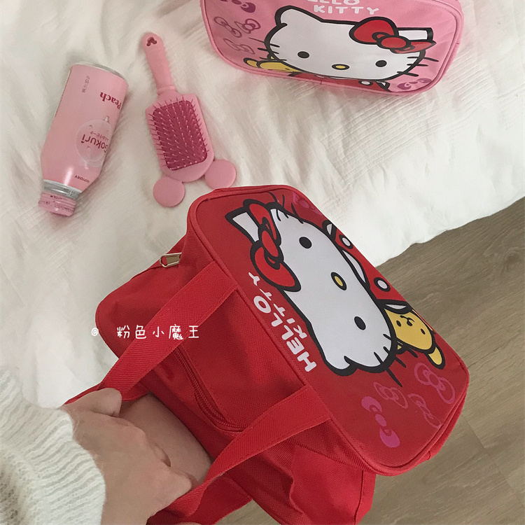 小红书同款化妆包女可爱hellokitty大容量便携化妆品收纳包手提包