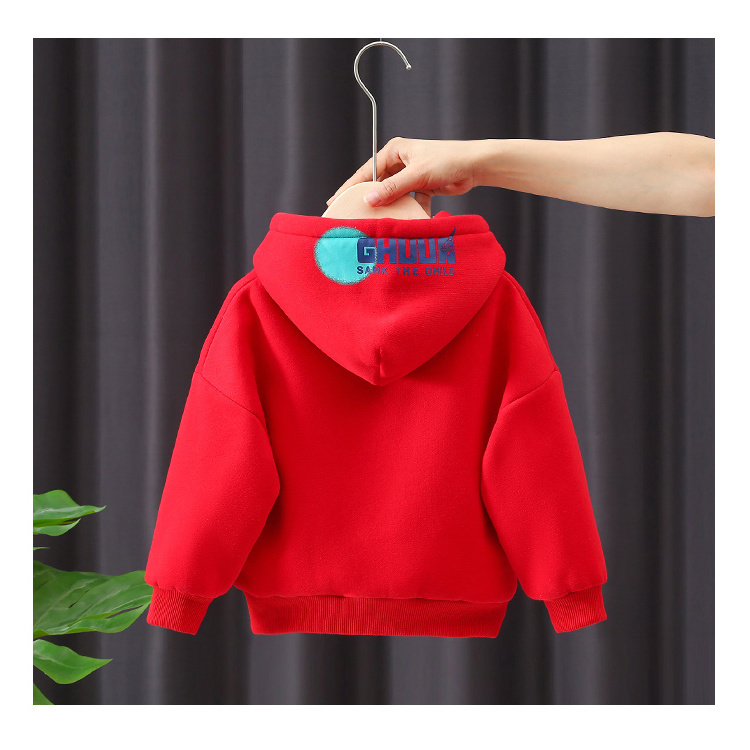 Girls fleece sweater hooded jacket  new children's middle and older children's thickened autumn and winter warm tops