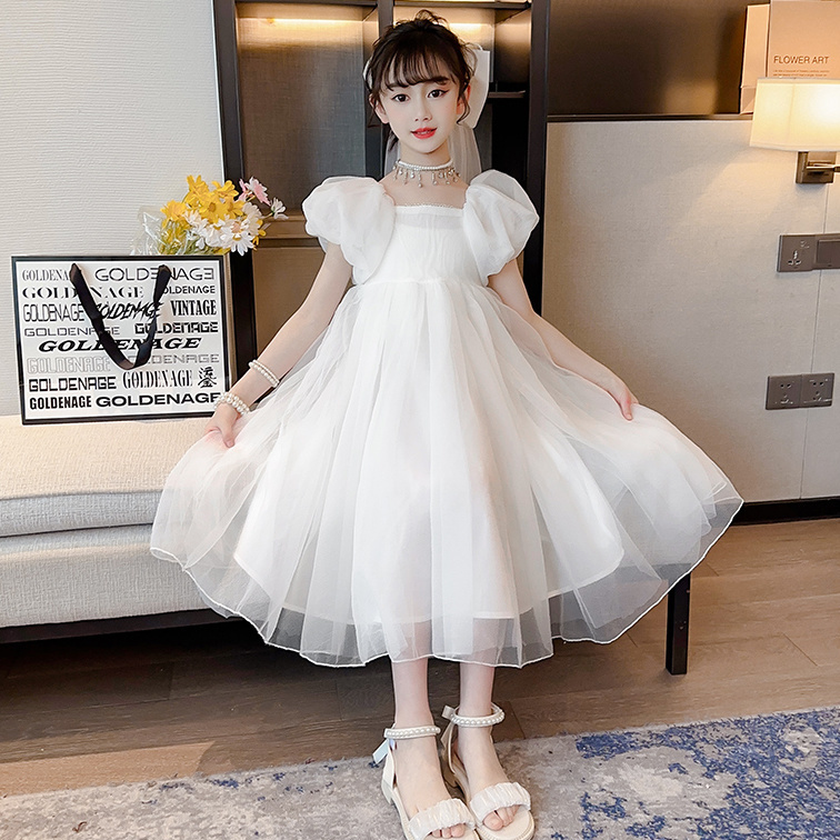 Girls dress children's birthday princess dress tutu skirt summer flower girl wedding dress girl host piano performance costume