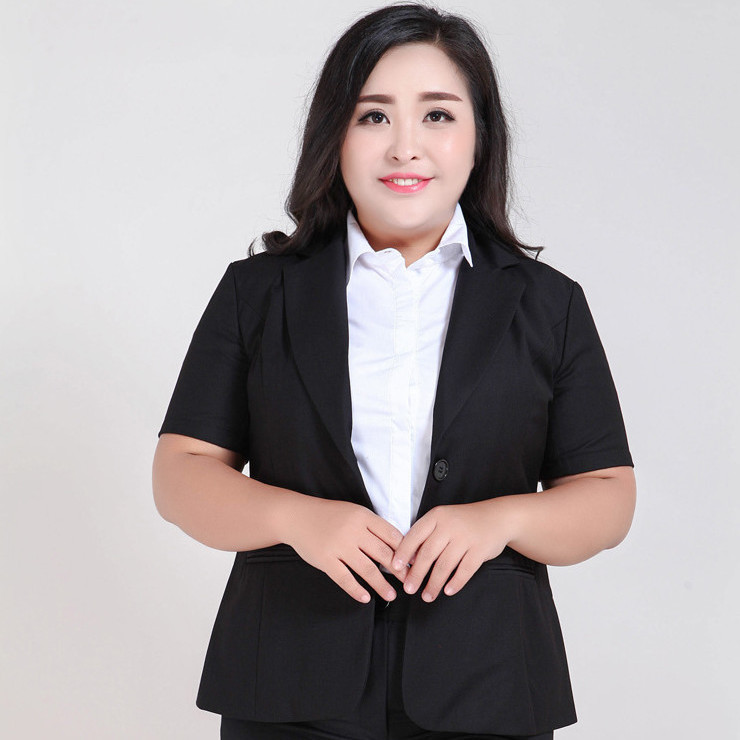 Large size suit jacket female professional wear two-piece suit student fat mm200 catties formal work clothes plus fat increase