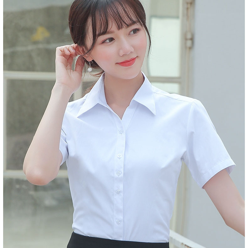 白色短袖襯衫女新款2023夏季氣質修身職業正裝襯衣工作服韓版上衣