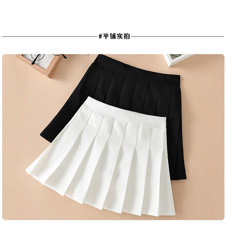 Pleated skirt students spring new half-length children's skirt anti-lost style college style solid color fashion foreign style skirt