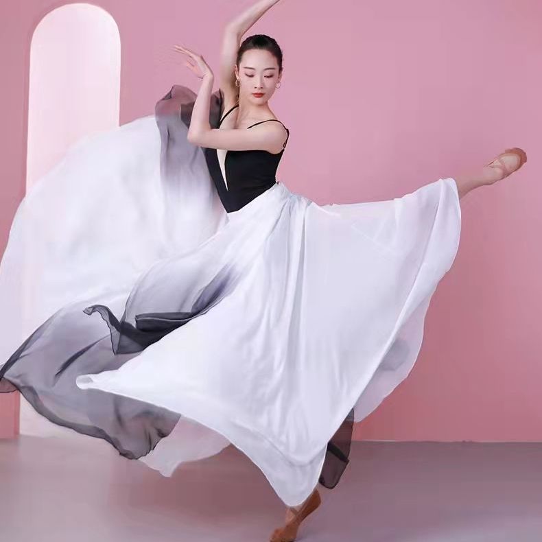 古典舞舞蹈服中国民族风舞蹈练功服飘逸女长裙演出基训服秋冬 虎窝拼
