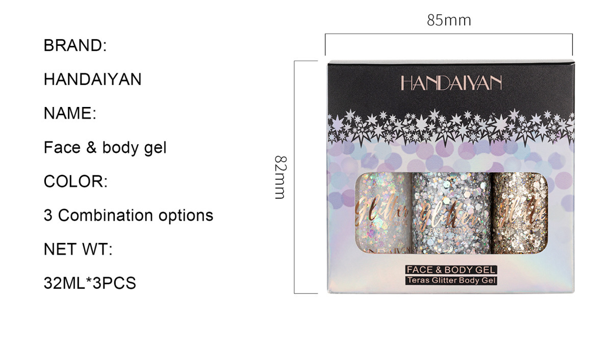3 sets of glitter eye shadow sequin gel mermaid face body milk performance stage nightclub wedding hair_voghion.com