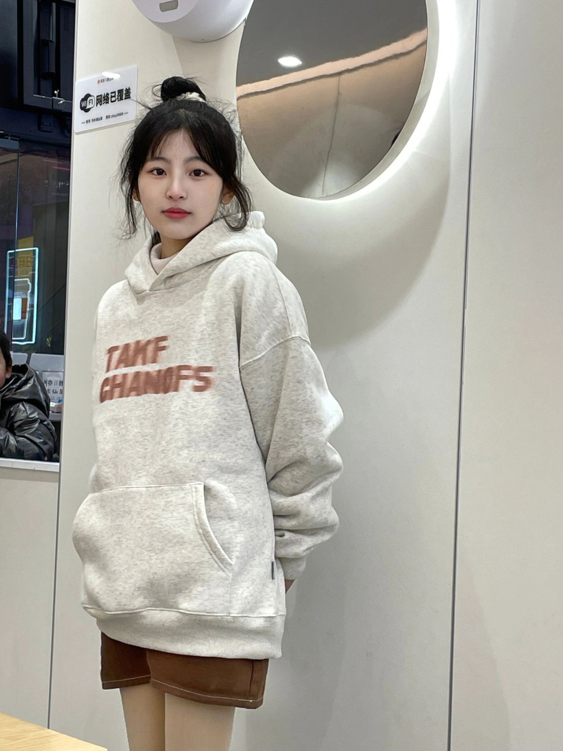 白灰衛衣女款連帽小個子2023新款爆款春秋薄款美式重磅復古外套女