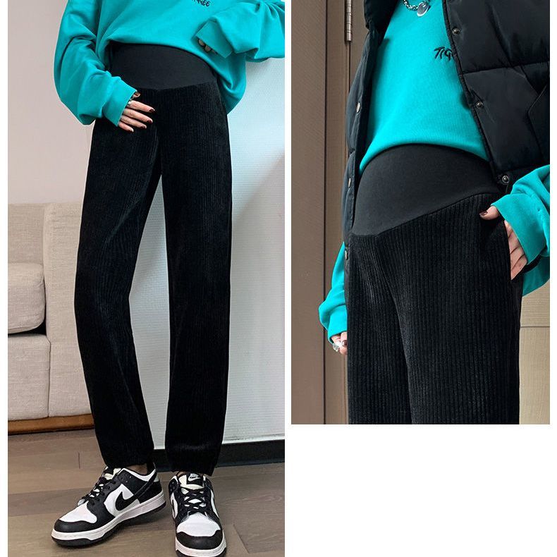 Pregnant women's trousers autumn and winter outerwear plus velvet thickened chenille bunched feet nine-point pants loose and slim maternity clothes autumn and winter